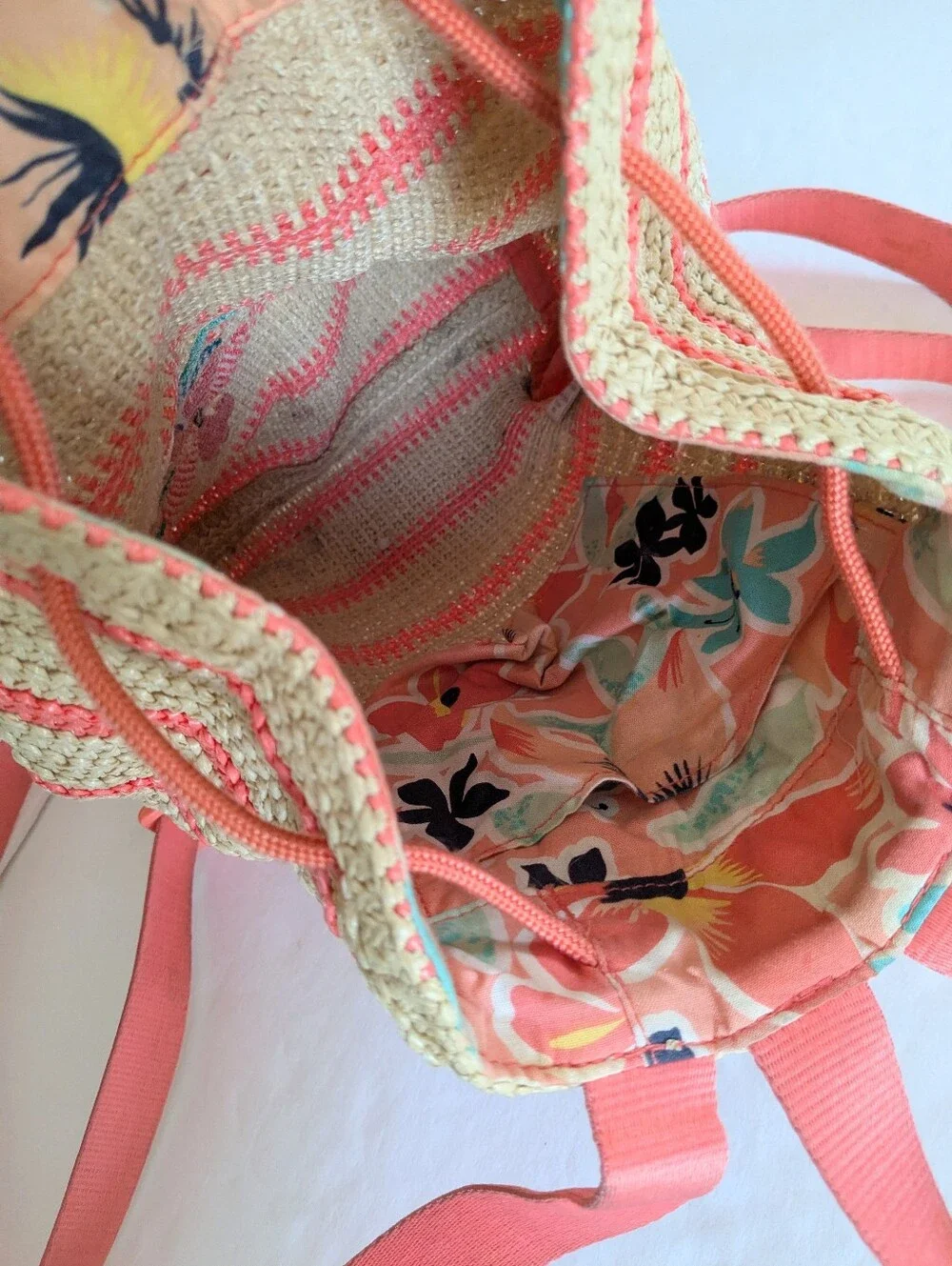 Vera Bradley Rain Forest Lily Coral Straws Backpack